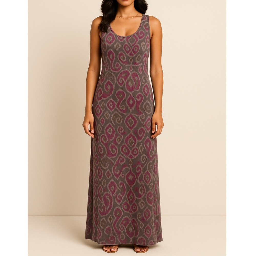 Fresh Produce Sleeveless Maxi Dress Boho Ikat Print Size XS